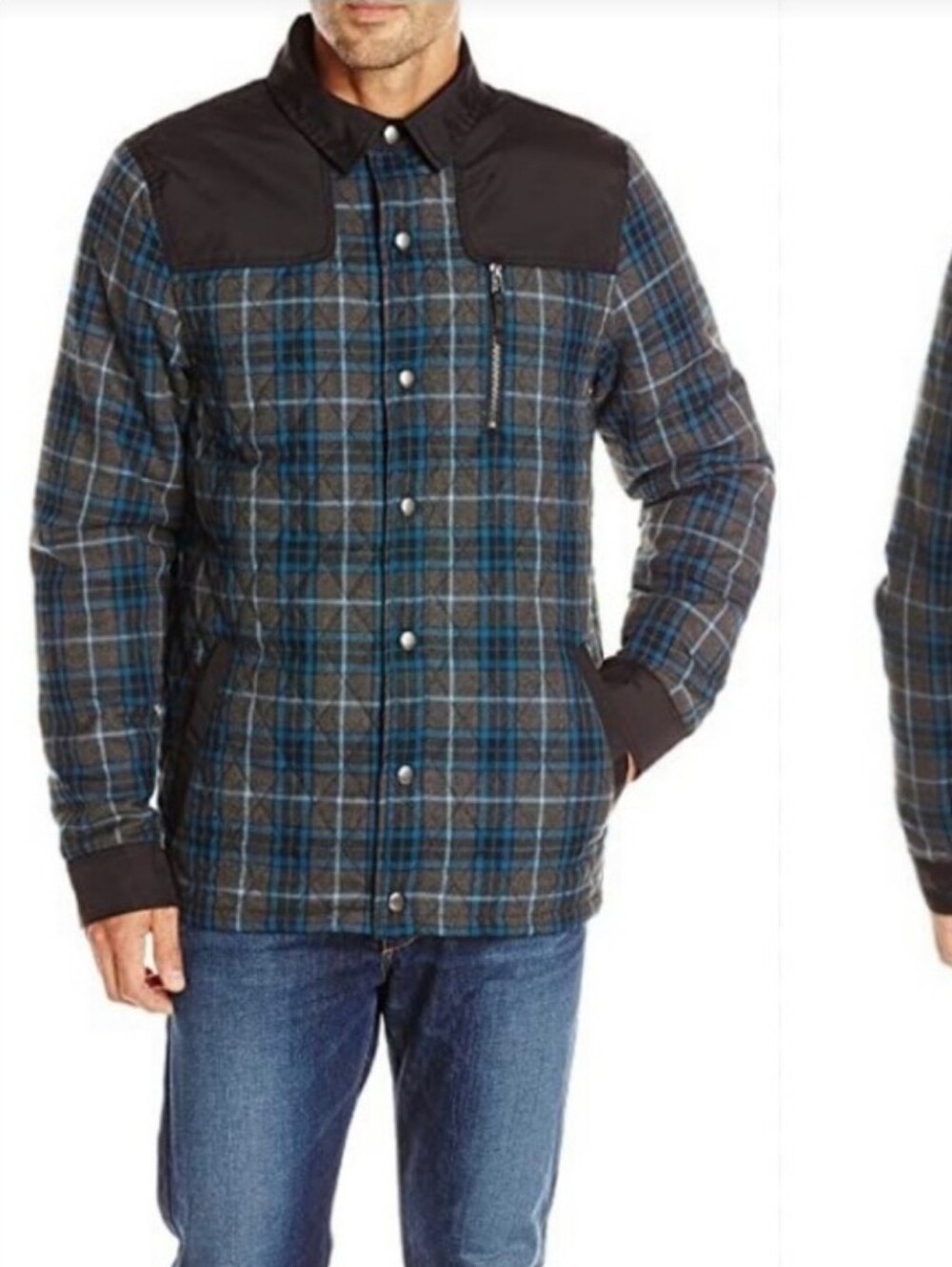 686 PARKLAN EXIL INSULATED JACKET Blue Plaid Coat Quilted Mens Medium Outdoor